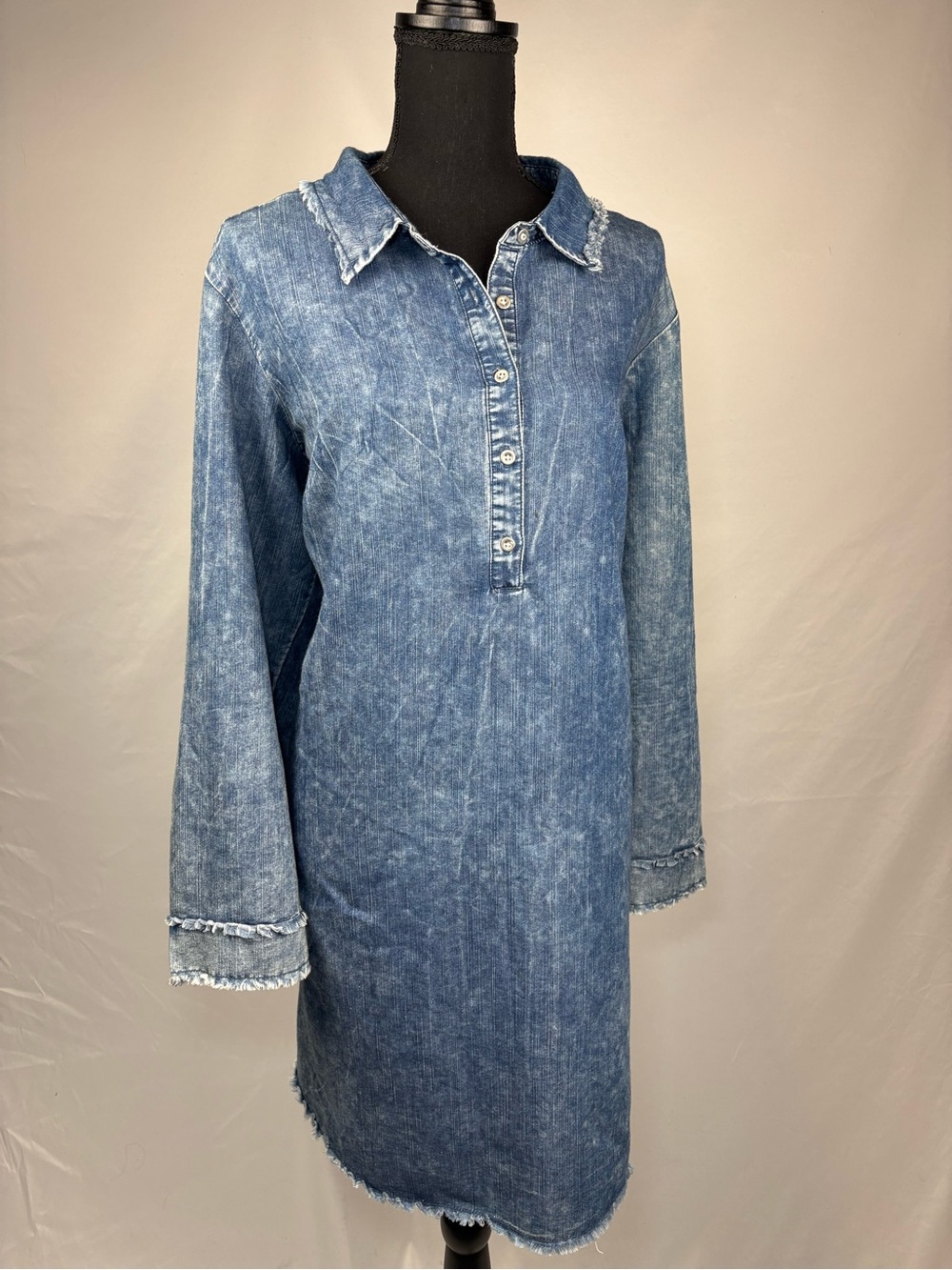 Shirt Dress Denim Button-Front Shirt Dress - Blue